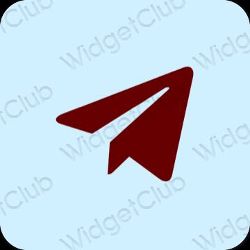 Естетичен пастелно синьо Telegram икони на приложения
