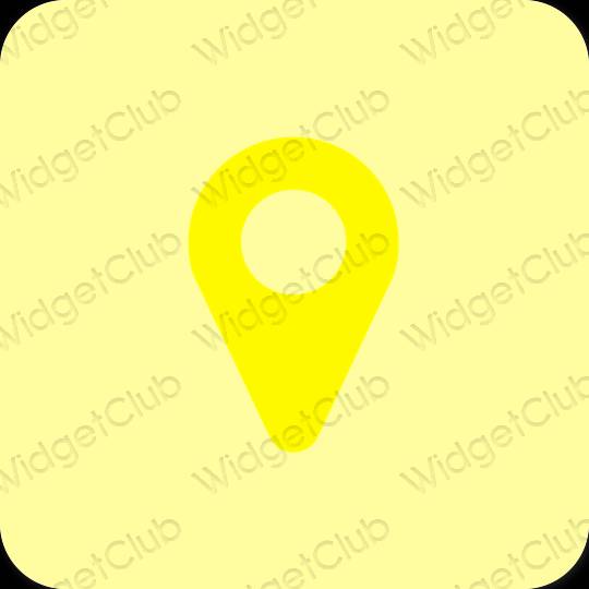 Estetski žuta boja Map ikone aplikacija