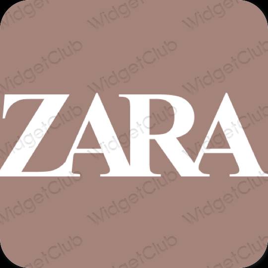 Estetyka brązowy ZARA ikony aplikacji