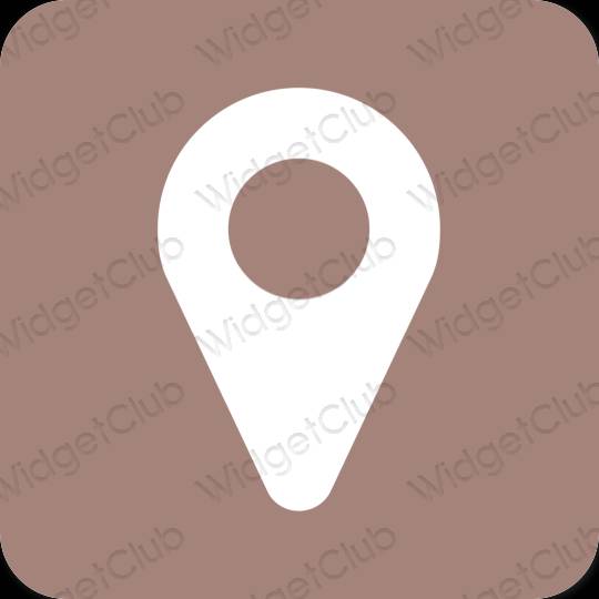 Estetisk brun Google Map app ikoner