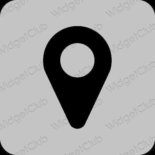Estetické sivá Google Map ikony aplikácií