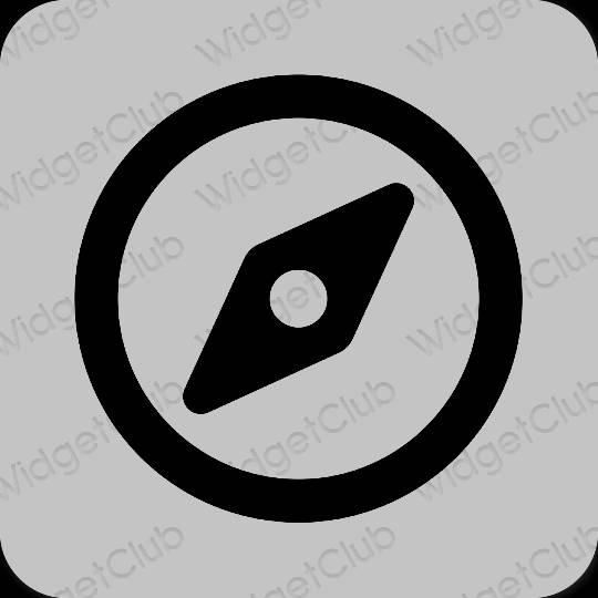 Estético gris Safari iconos de aplicaciones