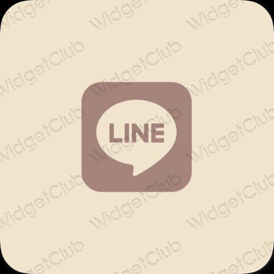 جمالي اللون البيج LINE أيقونات التطبيق