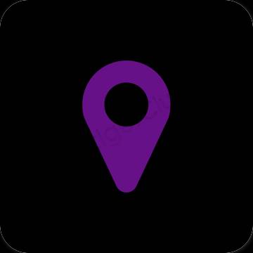 Ästhetisch Schwarz Map App-Symbole