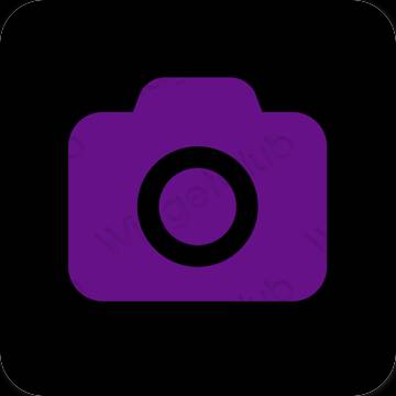 紫 カメラ おしゃれアイコン画像素材