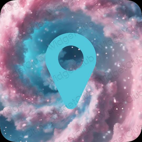 Estetik biru Map ikon aplikasi