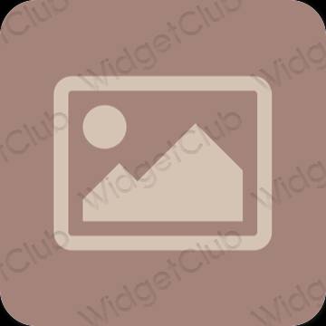 Estetický hnědý Photos ikony aplikací