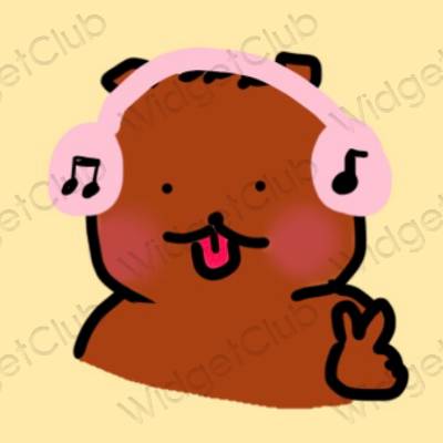 Aesthetic orange Music app icons