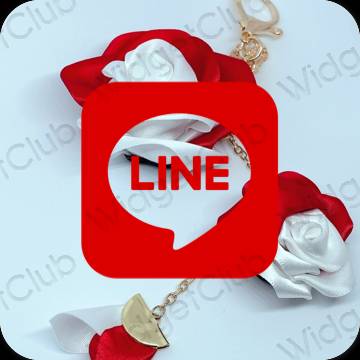 Estetyka czerwony LINE ikony aplikacji