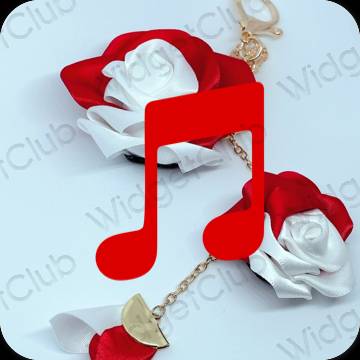 Estético rojo Apple Music iconos de aplicaciones