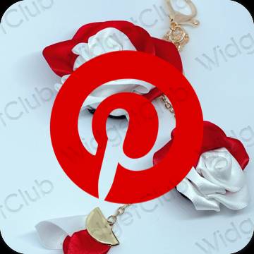 Estetyka czerwony Pinterest ikony aplikacji