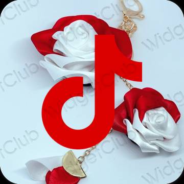 Estetik merah TikTok ikon aplikasi