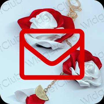 Esteettinen punainen Mail sovelluskuvakkeet