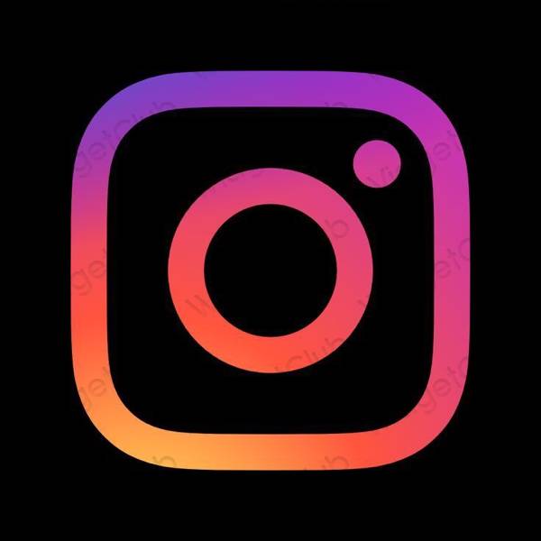 Estético negro Instagram iconos de aplicaciones