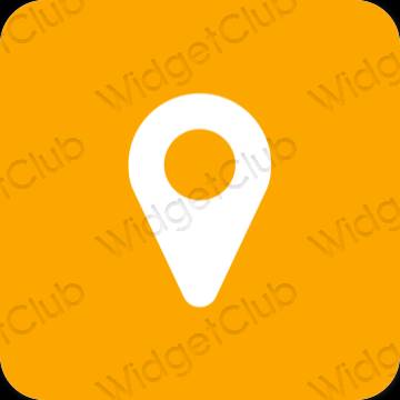 Estetický oranžový Map ikony aplikací