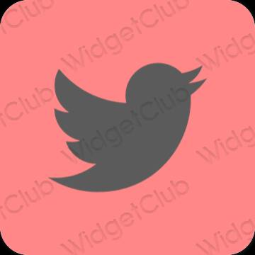 Esteettinen vaaleanpunainen Twitter sovelluskuvakkeet