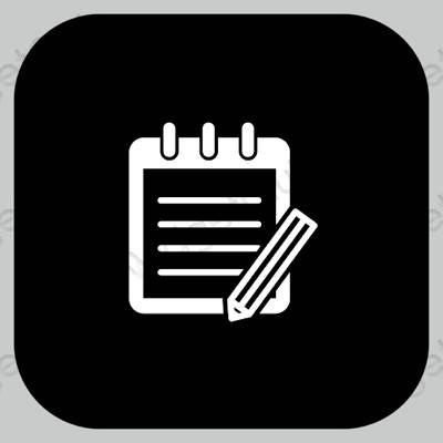 Æstetisk sort Notes app ikoner