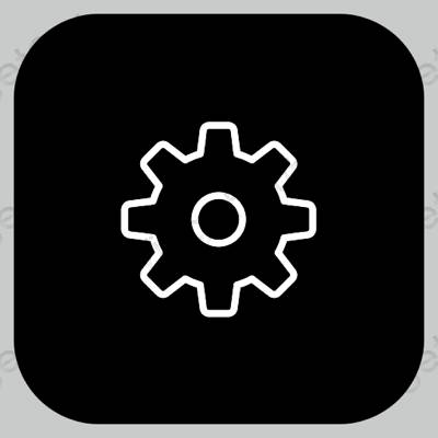 Estético Preto Settings ícones de aplicativos