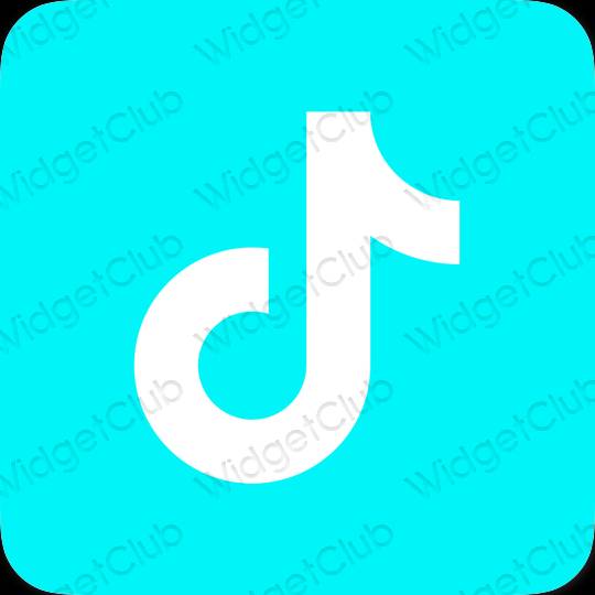 Aesthetic neon blue TikTok app icons