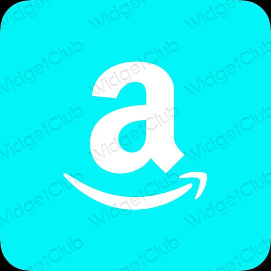 Aesthetic neon blue Amazon app icons