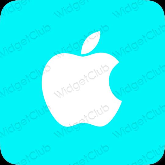 Aesthetic neon blue Apple Store app icons