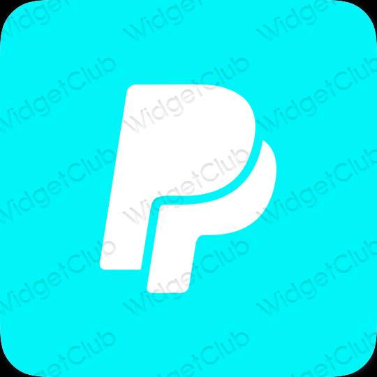 Aesthetic neon blue Paypal app icons