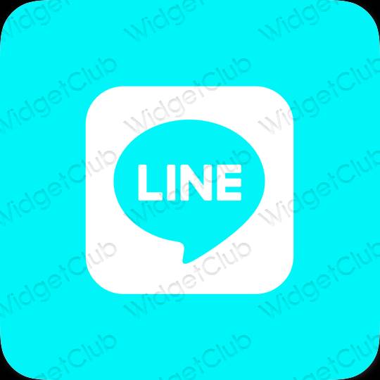 جمالي النيون الأزرق LINE أيقونات التطبيق