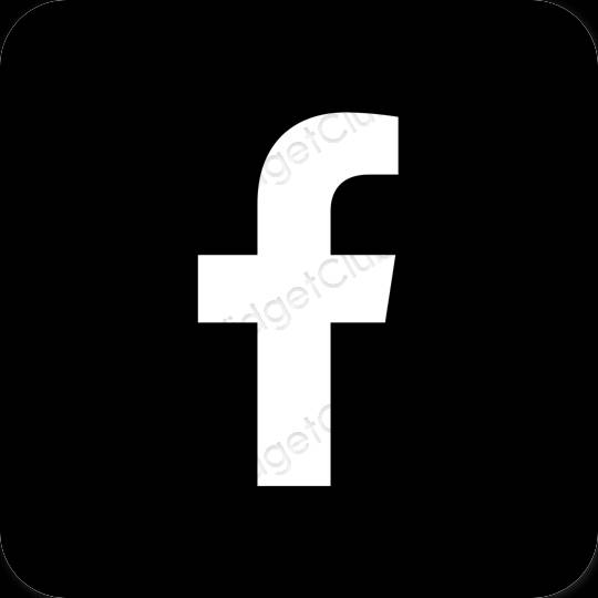 Esteettinen musta Facebook sovelluskuvakkeet