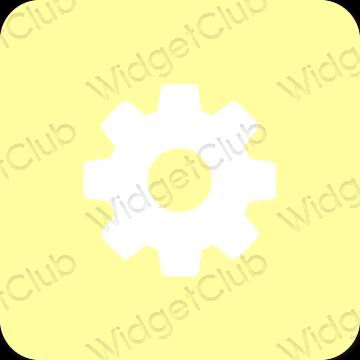 Estetyka żółty Settings ikony aplikacji