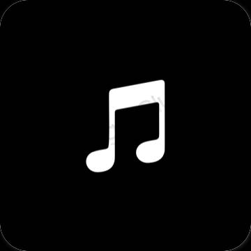 Estético Preto Apple Music ícones de aplicativos