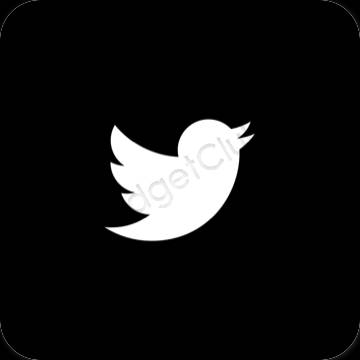 Estetis hitam Twitter ikon aplikasi