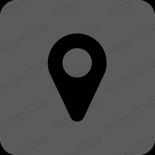 Esthétique grise Map icônes d'application