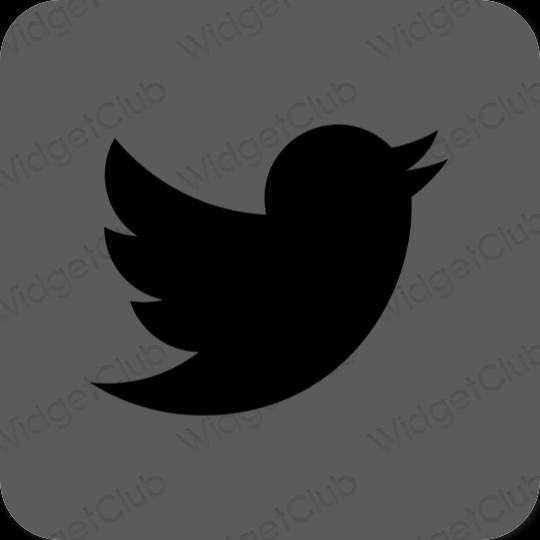 Estetik kelabu Twitter ikon aplikasi