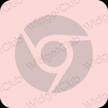 Естетичен пастелно розово Chrome икони на приложения