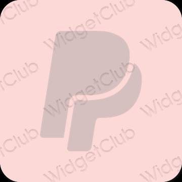 جمالي الوردي الباستيل Paypal أيقونات التطبيق
