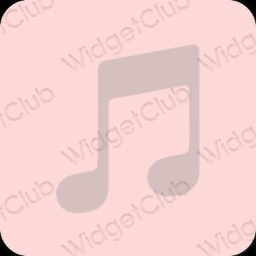 Estetik merah jambu pastel Music ikon aplikasi