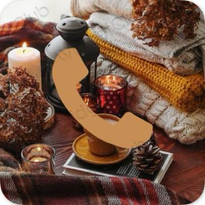 Aesthetic brown Phone app icons