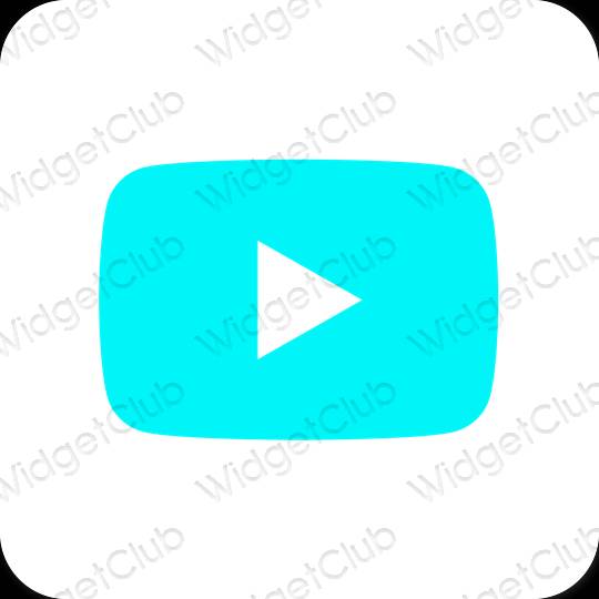 Estético azul neon Youtube ícones de aplicativos