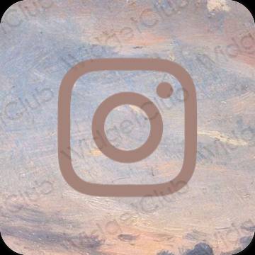 زیبایی شناسی رنگ قهوه ای Instagram آیکون های برنامه