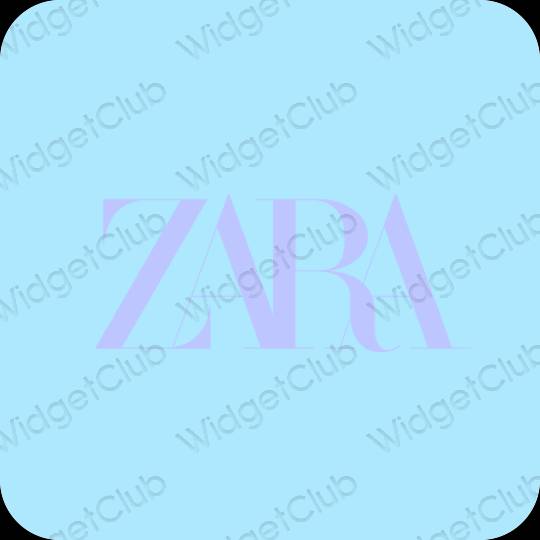زیبایی شناسی آبی پاستلی ZARA آیکون های برنامه