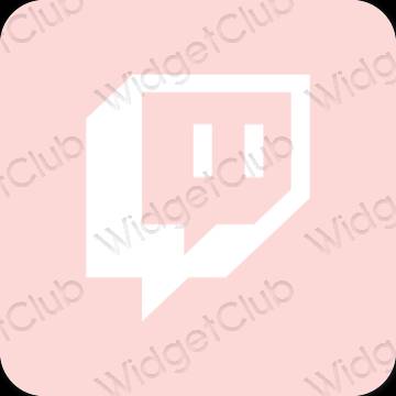 Estetic roz pastel Twitch pictogramele aplicației