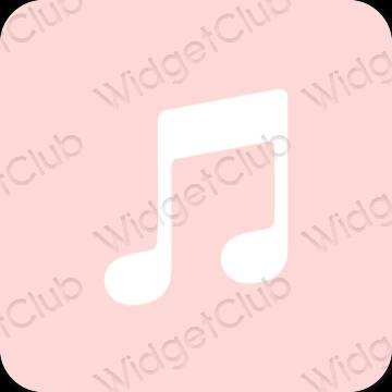 Estetik merah jambu pastel Apple Music ikon aplikasi