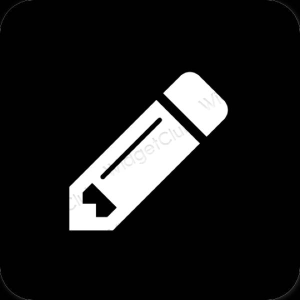 Ästhetisch Schwarz Notes App-Symbole