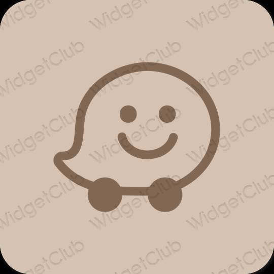Æstetisk beige Waze app ikoner