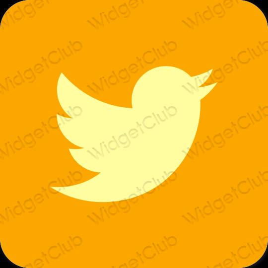 Estético naranja Twitter iconos de aplicaciones