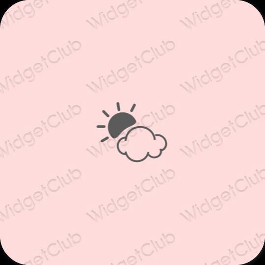 Estetsko pastelno roza Weather ikone aplikacij