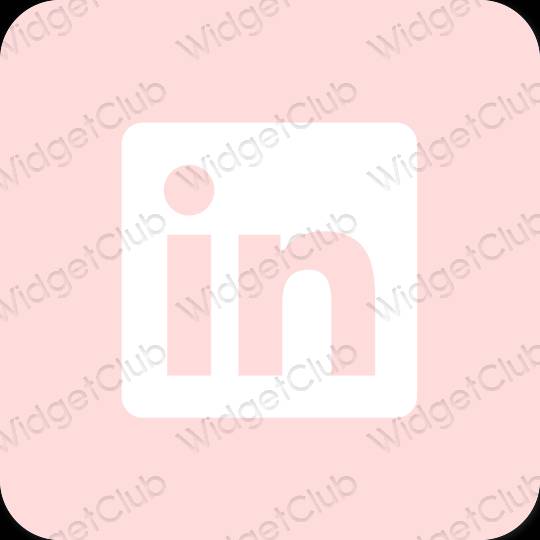 эстетический пастельно-розовый Linkedin значки приложений
