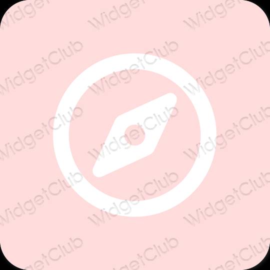 審美的 柔和的粉紅色 Safari 應用程序圖標