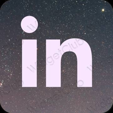 Esthétique mauve Linkedin icônes d'application