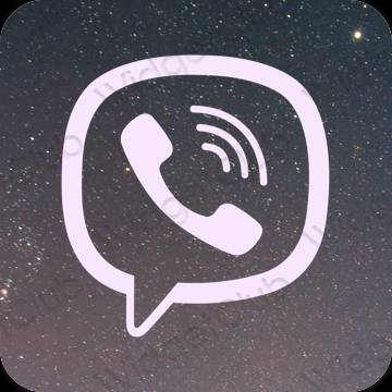 Estetyka fioletowy Viber ikony aplikacji